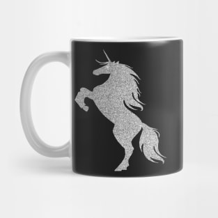 Silver Faux Glitter Magical Rearing Unicorn Mug